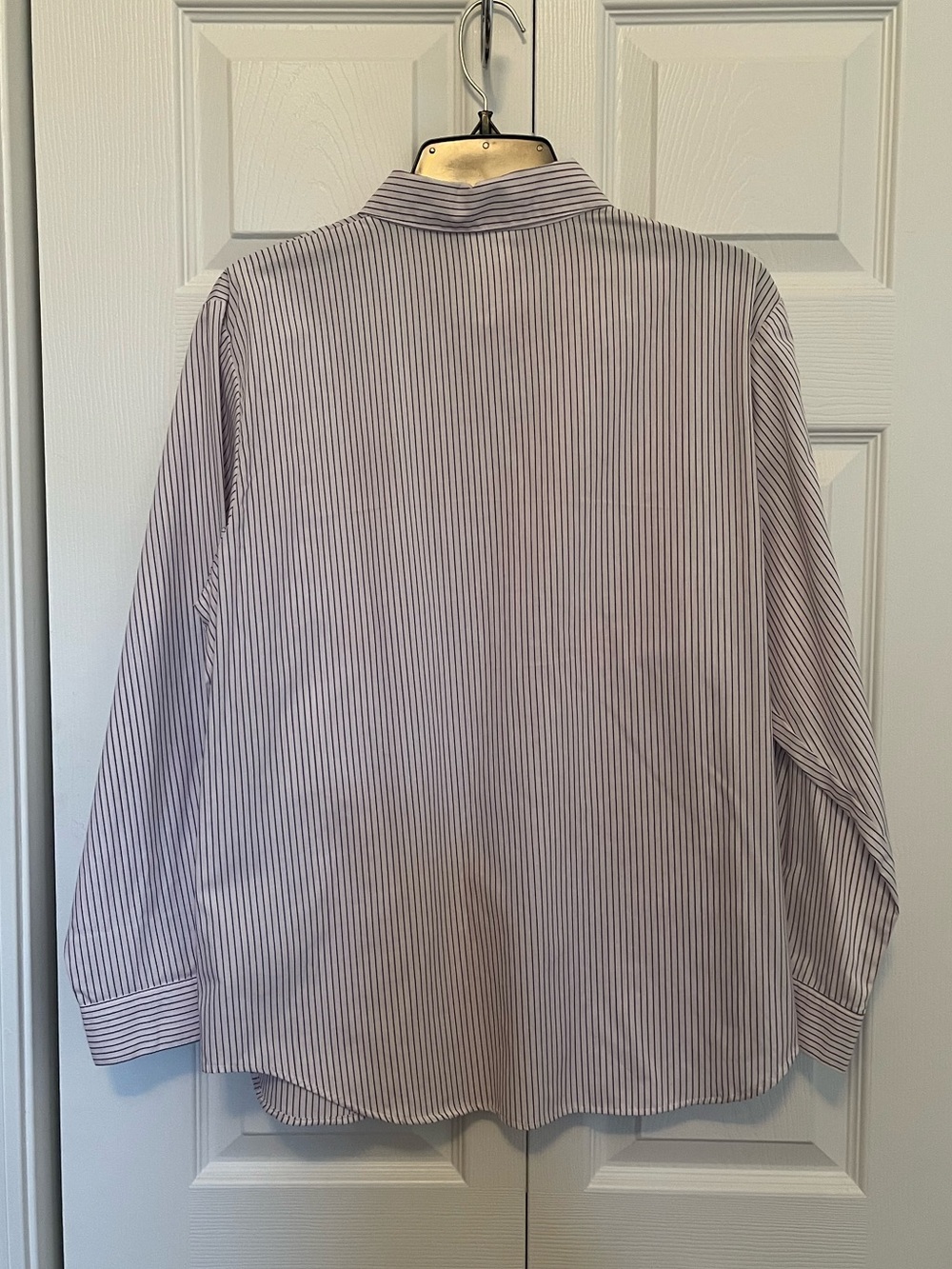 Bon Worth Red Hat Society Embroidered Pinstripe Blouse - Petite Medium - Picture 3 of 5